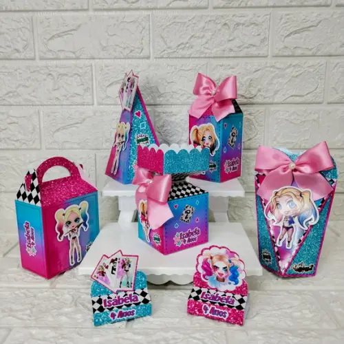 Kit 75 Peças Lembrancinhas Personalizadas Arlequina