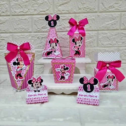 Kit 75 Peças Lembrancinhas Personalizadas Minnie Rosa