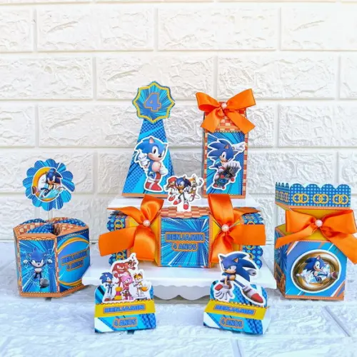 Kit 75 Peças Lembrancinhas Personalizadas Sonic