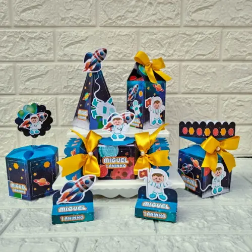Kit: 145 Peças Lembrancinhas Personalizadas Astronauta