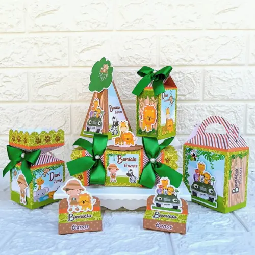 Kit: 145 Peças Lembrancinhas Personalizadas Safari Menino