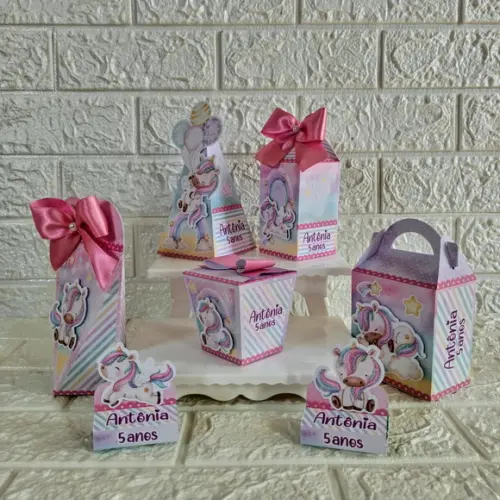 Kit: 20 Caixas Personalizadas Unicornio