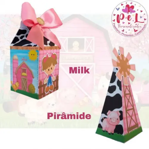 Kit: 45 Peças Lembrancinhas Personalizadas Fazendinha Rosa