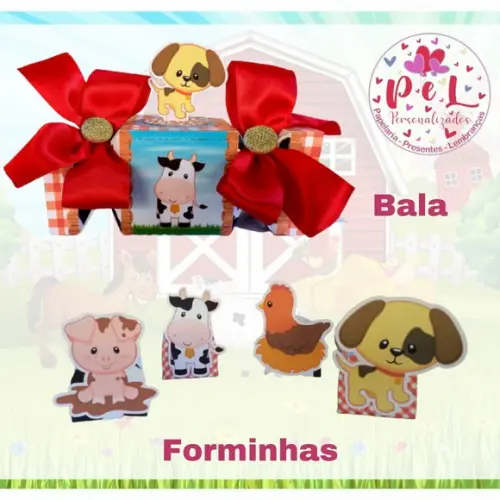 Kit: 46 Peças Lembrancinhas Personalizadas Fazendinha Vermel