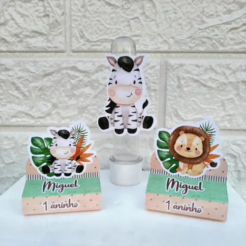 Kit: 46 Peças Lembrancinhas Personalizadas Safari Aquarelado