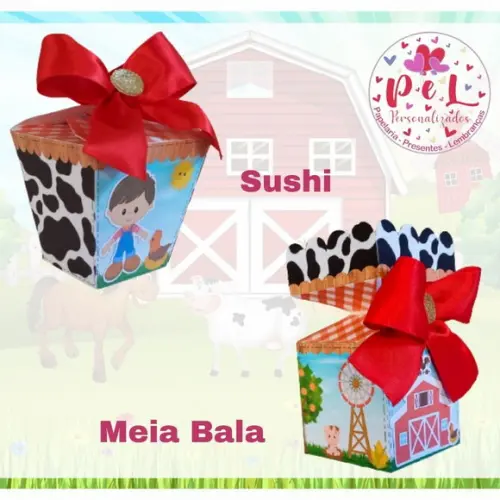 Kit: 60 Peças Lembrancinhas Personalizadas Fazendinha Vermel