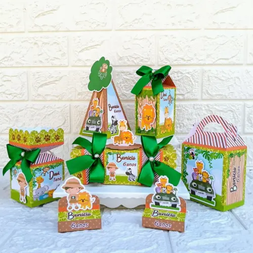Kit: 60 Peças Lembrancinhas Personalizadas Safari Menino