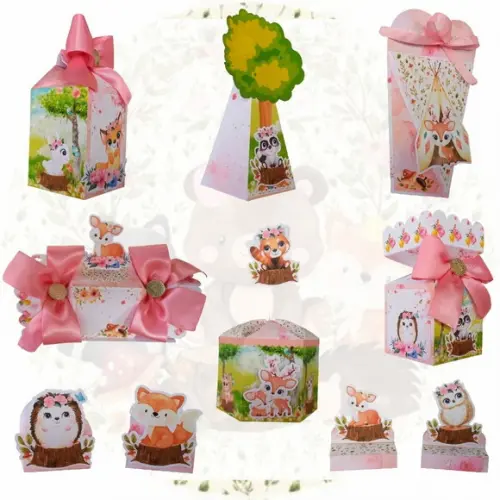 Kit: 75 Peças Lembrancinhas Bosque Encantado Menina