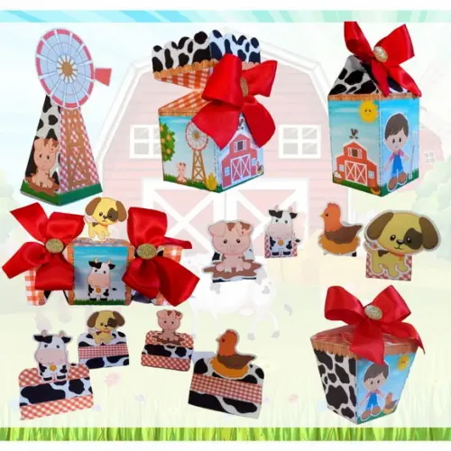 Kit: 75 Peças Lembrancinhas Personalizadas Fazendinha Vermel