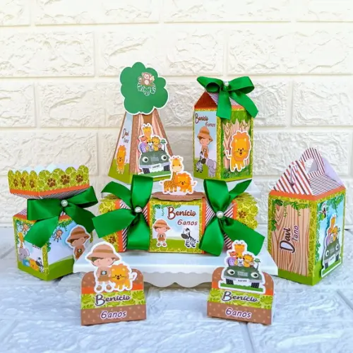 Kit: 75 Peças Lembrancinhas Personalizadas Safari Menino