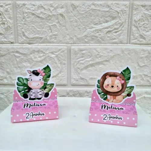 Kit: 75 Peças Lembrancinhas Personalizadas Safari Rosa