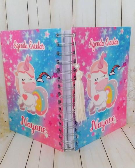 Agenda Escolar com Capa Personalizada Únicornio