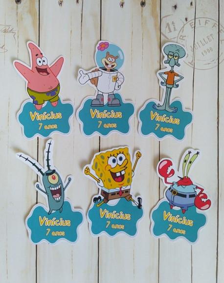 Aplique  Tag para tubetes Bob Esponja lembrancinha