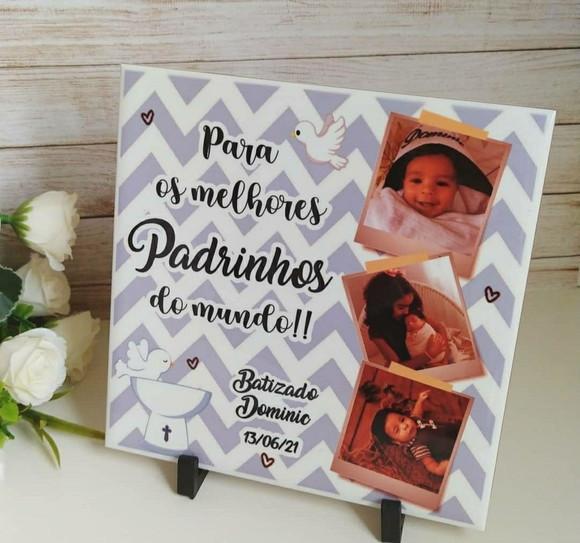 Azulejo Decorativo Personalizado com Foto Batizado