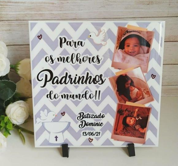 Azulejo Decorativo Personalizado com Foto Batizado
