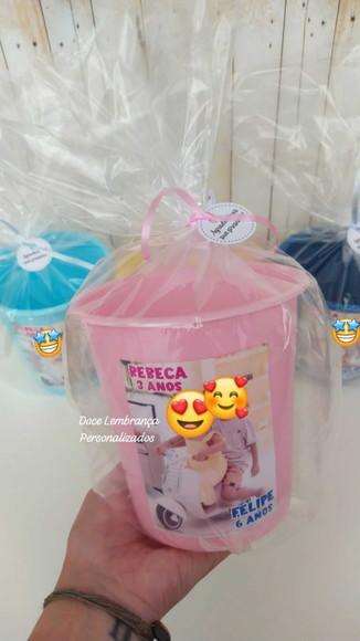 Baldinho de Pipoca com Foto Lembrancinha Aniversário