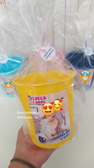 Baldinho de Pipoca com Foto Lembrancinha Aniversário