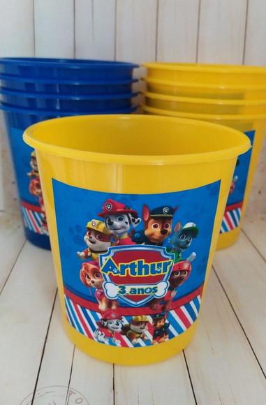 Baldinho de Pipoca Personalizado Patrulha Canina