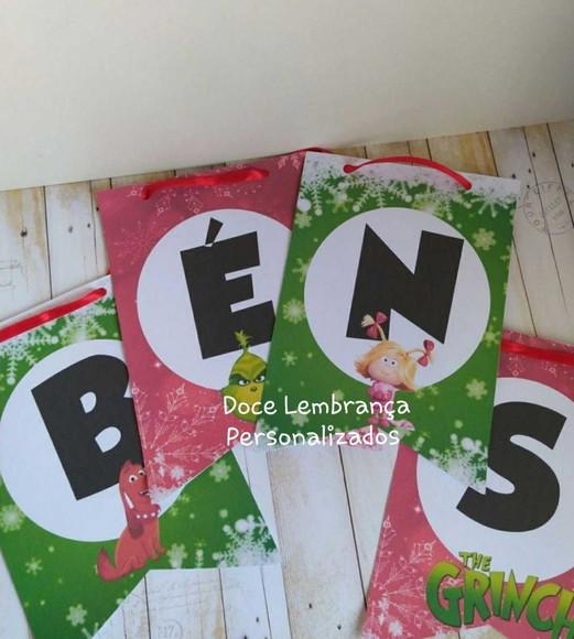 Bandeirola Aniversário Grinch Natal Personalizada