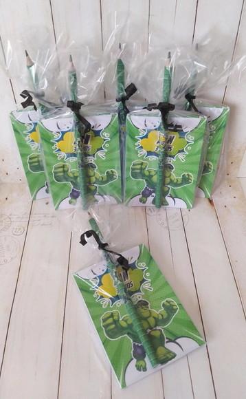 Bloquinho Anotação com Lápis Personalizado Hulk Super Heróis