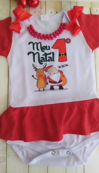 Body Personalizado Meu Primeiro Natal Decorado com Laço