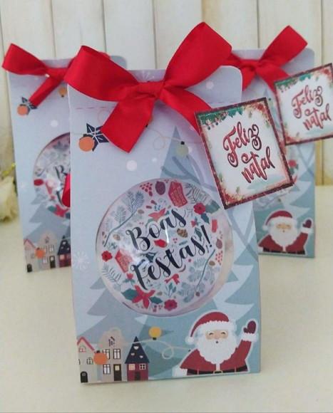 Bolinha de Natal com Caixinha Presente Brinde Fim de Ano