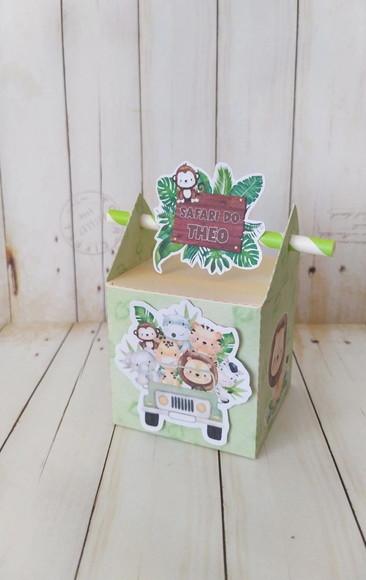 Caixa Canudo Safari Baby Personalizada