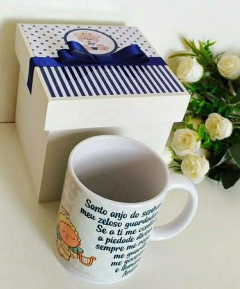 Caixa Convite Padrinhos de Batismo com Caneca