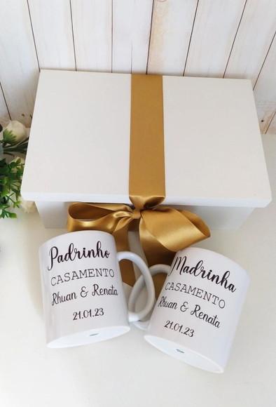 Caixa Convite Padrinhos Casamento, Batizado, Crisma em mdf