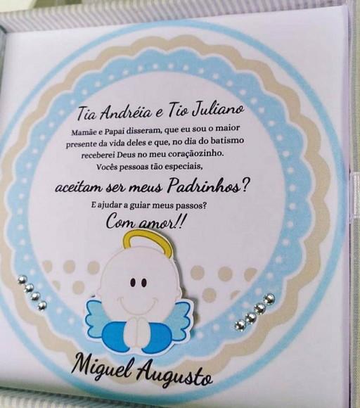 Caixa Convite Padrinhos de Batismo Menino
