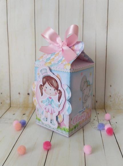 Caixa Milk Circo Rosa Personalizada