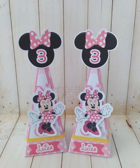 Caixa Pirâmide Personalizada Minnie Rosa