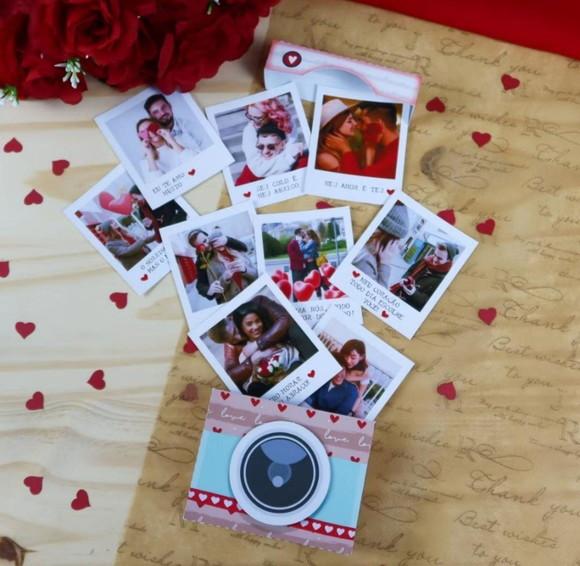 Caixa Polaroide com Fotos Dia dos Namorados