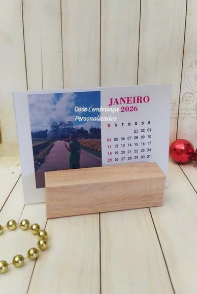 Calendário de Mesa 2026 com Foto Natal Brinde Fim de Ano