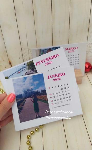 Calendário de Mesa 2026 com Foto Natal Brinde Fim de Ano