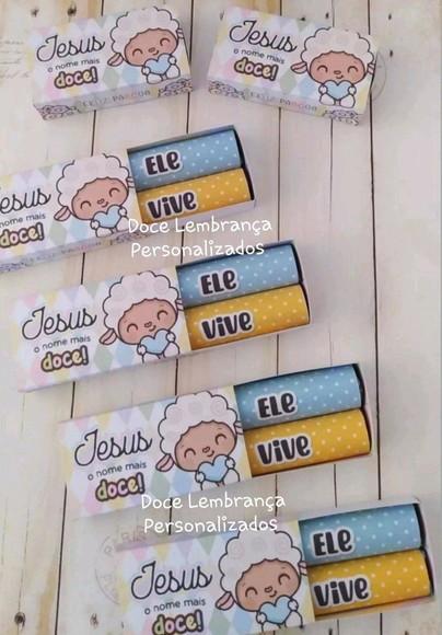 Caixinha Baton Páscoa Religiosa Lembrancinhas Jesus Ovelhinh