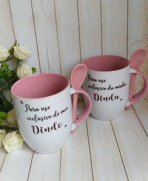 Caneca com Colher Convite Padrinhos de Batismo