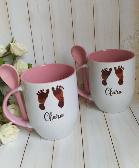 Caneca com Colher Convite Padrinhos de Batismo