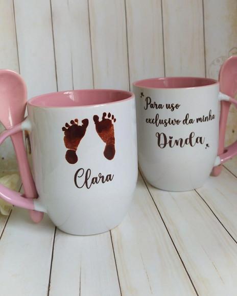 Caneca com Colher Convite Padrinhos de Batismo