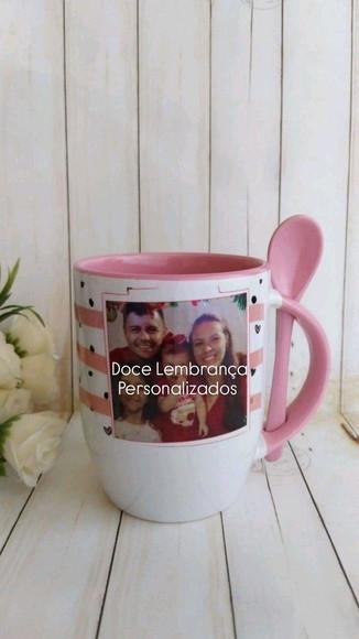 Caneca com Colher Dia das Mães com Foto
