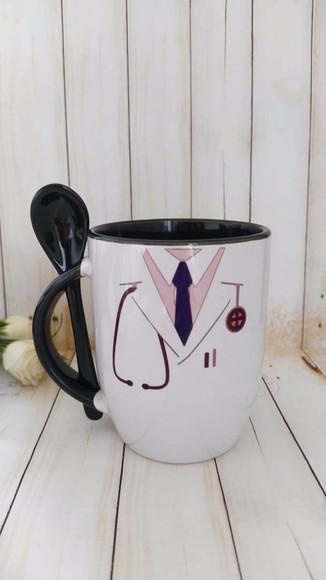 Caneca com Colher Personalizada Médico Medicina