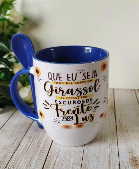 Caneca com colher personalizada Girassol