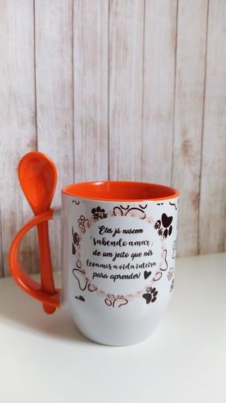 Caneca Com Colher Personalizada Pet/dog