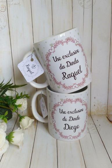 Caneca Convite Padrinhos de Batismo (neutra) 2 Unidades