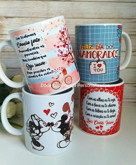 Caneca de porcelana Dia dos Namorados com foto e frase