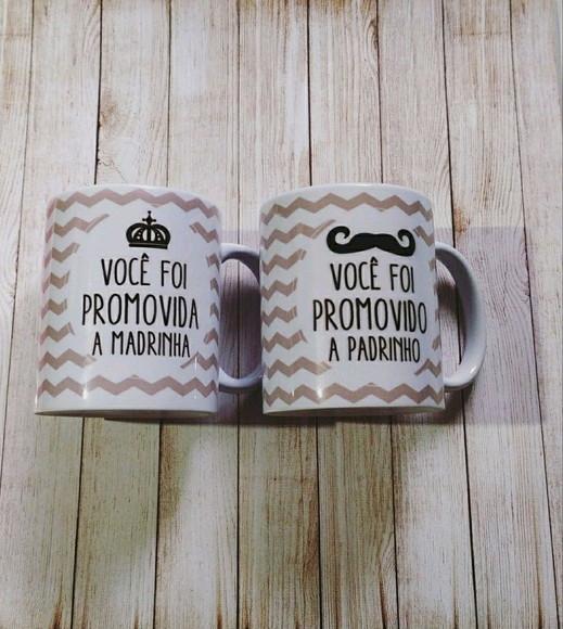 Canecas Convite Padrinhos de Batismo Personalizada 2unidades
