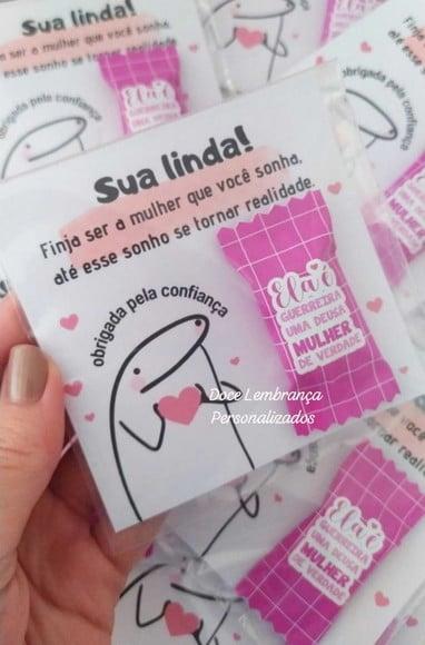 Card com Balinha Personalizada/brinde Clientes Dia da Mulher