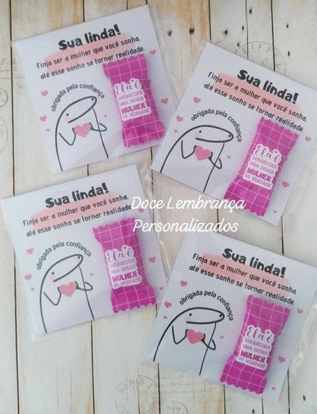Card com Balinha Personalizada/brinde Clientes Dia da Mulher
