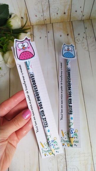Card com Lápis Personalizados Lembrança Dia dos Professores