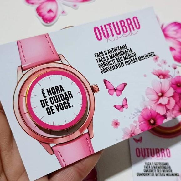 Card com Moeda Chocolate Outubro Rosa